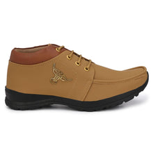 Men's Synthetic Leather Lace Up Boot Slide Casual Shoe Tan