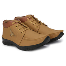 Men's Synthetic Leather Lace Up Boot Slide Casual Shoe Tan