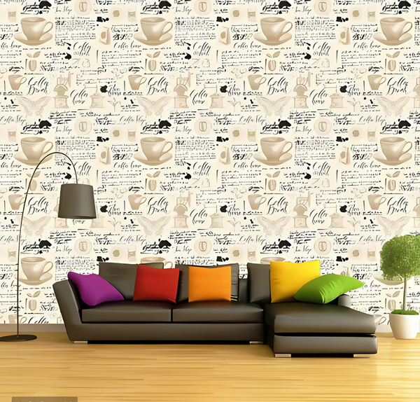 Coffee Shop Style Wallpaper for Walls Extra Large Size (300x40)cm